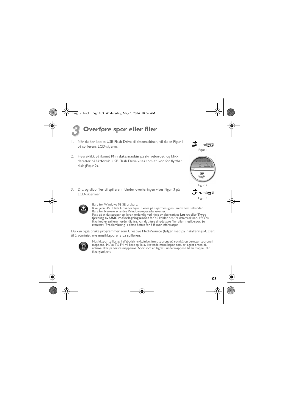 Overføre spor eller filer | Musica CD Player User Manual | Page 103 / 184
