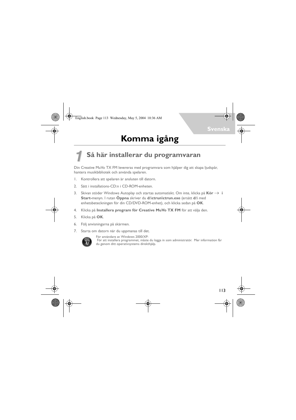 Komma igång, Så här installerar du programvaran | Musica CD Player User Manual | Page 113 / 184