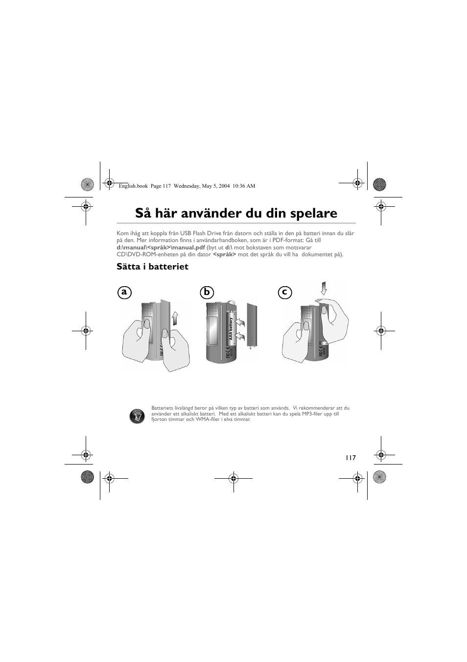 Så här använder du din spelare | Musica CD Player User Manual | Page 117 / 184