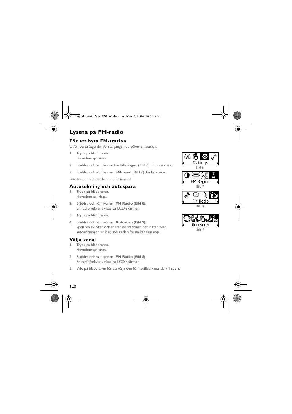 Lyssna på fm-radio | Musica CD Player User Manual | Page 120 / 184