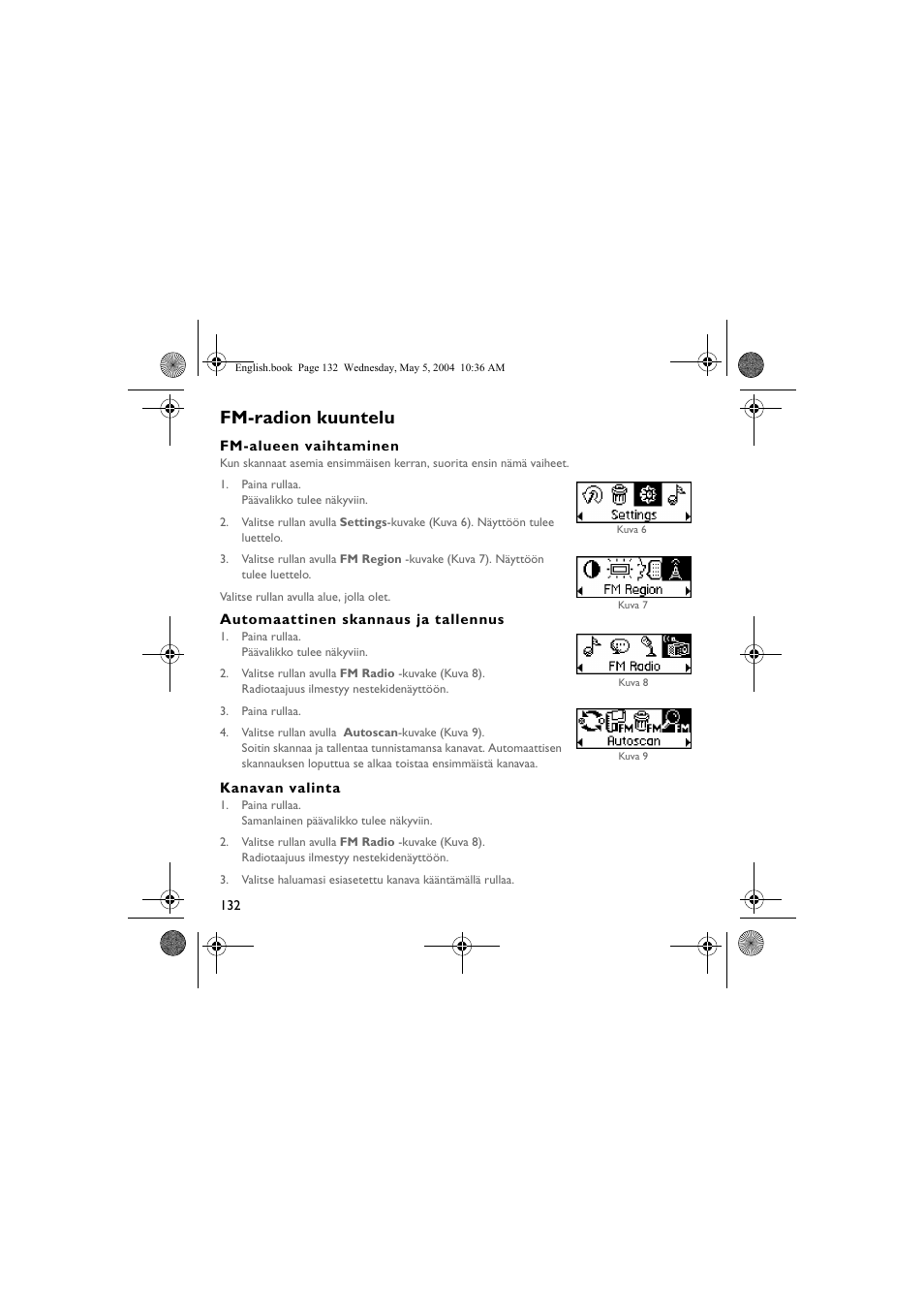 Fm-radion kuuntelu | Musica CD Player User Manual | Page 132 / 184