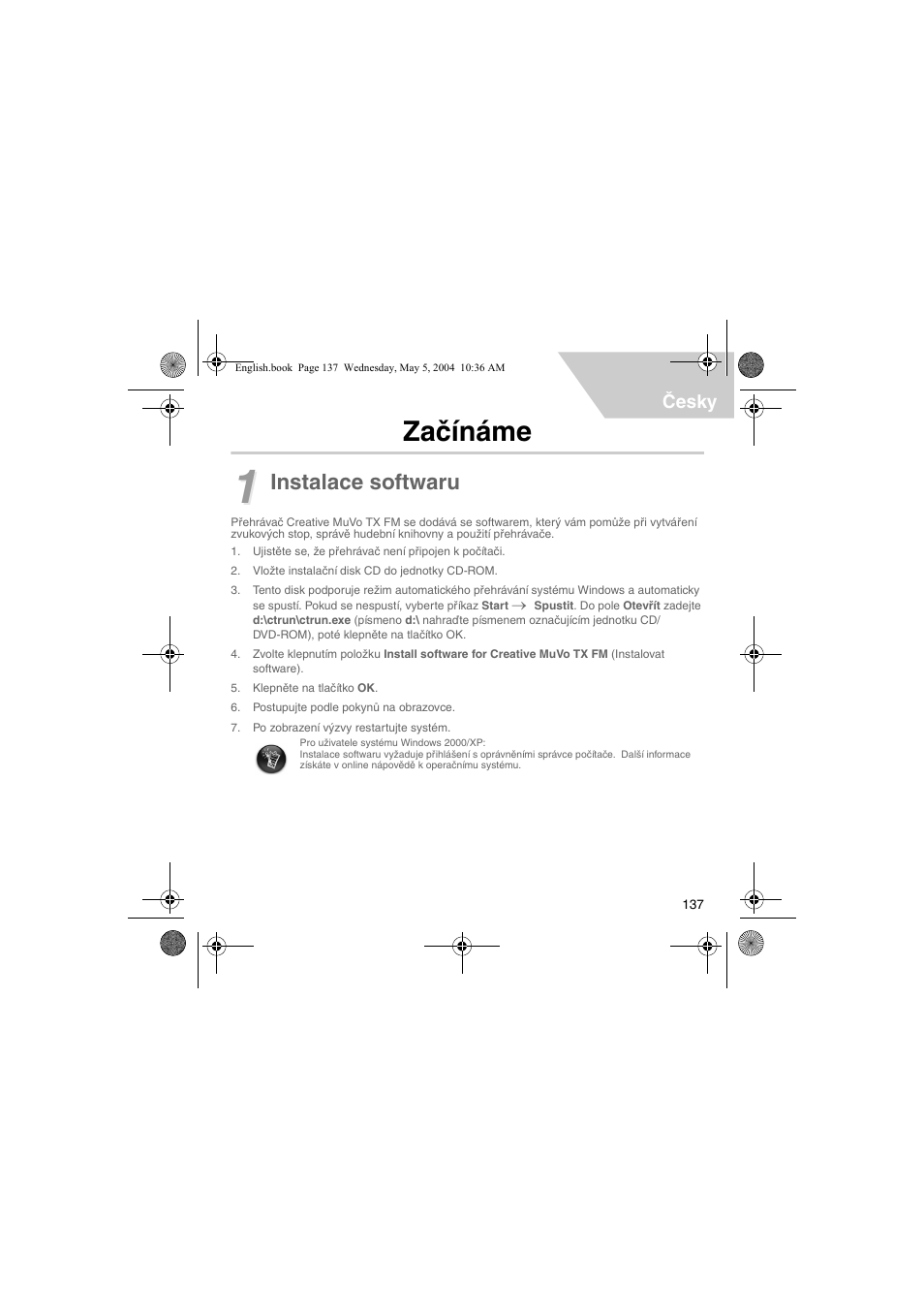Začínáme, Instalace softwaru | Musica CD Player User Manual | Page 137 / 184