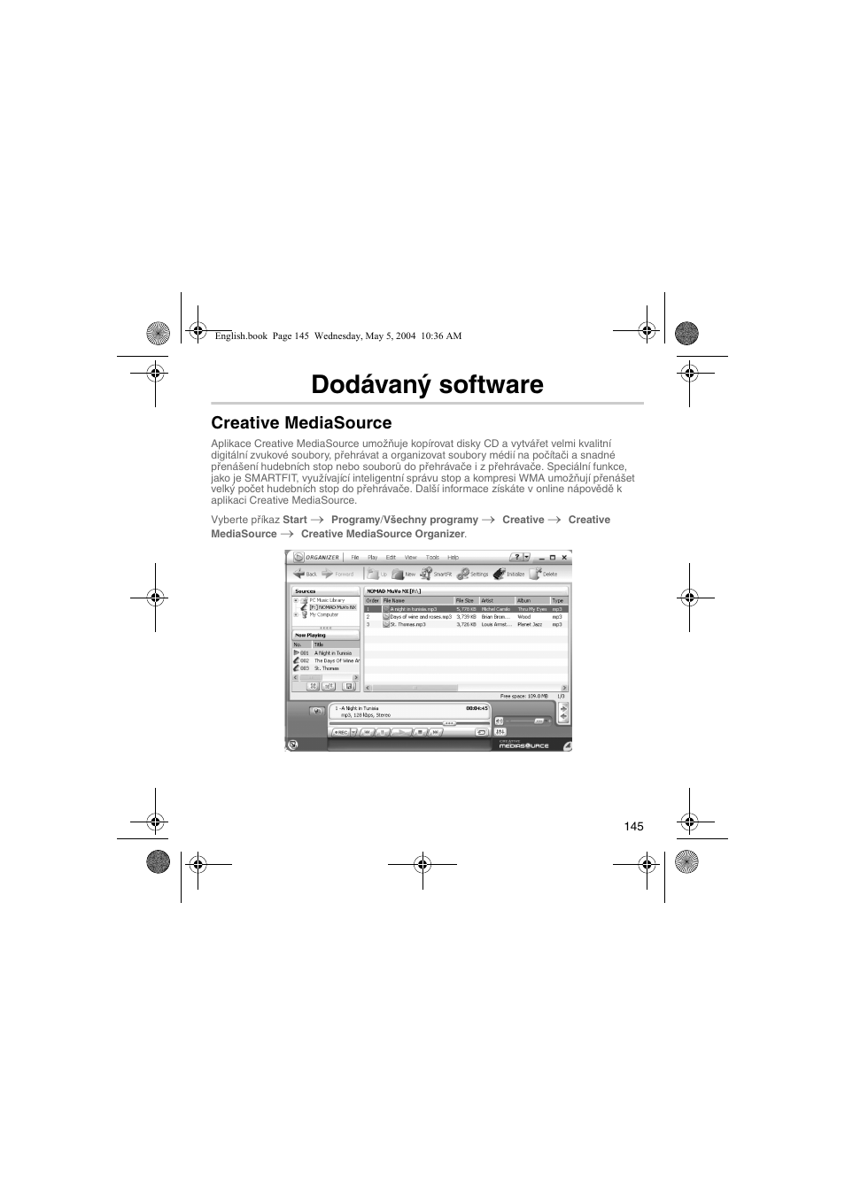 Dodávaný software, Creative mediasource | Musica CD Player User Manual | Page 145 / 184