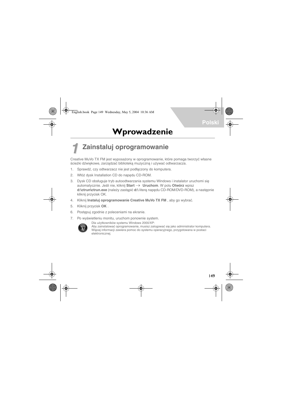 Wprowadzenie, Zainstaluj oprogramowanie | Musica CD Player User Manual | Page 149 / 184