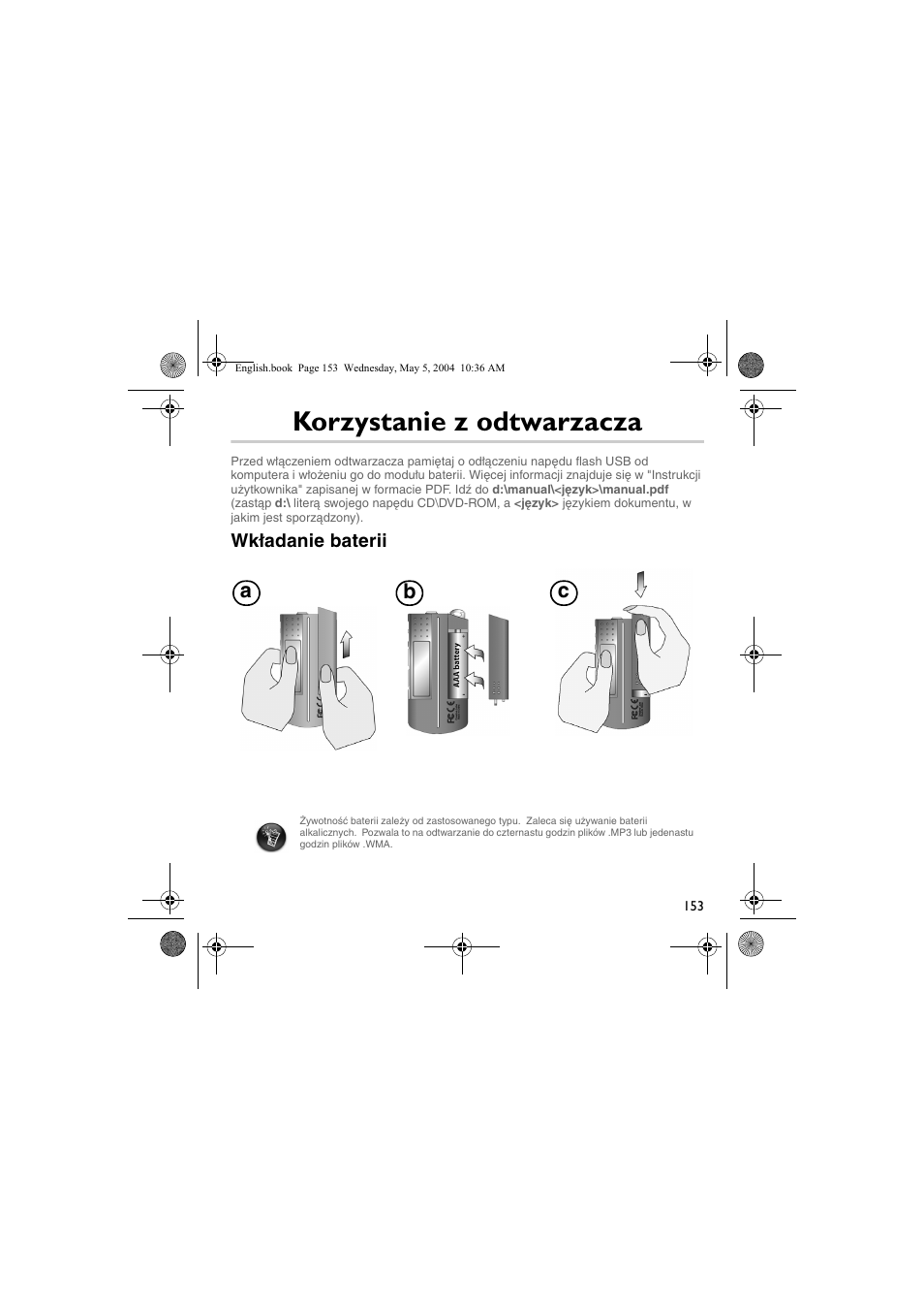 Korzystanie z odtwarzacza, Ab c | Musica CD Player User Manual | Page 153 / 184