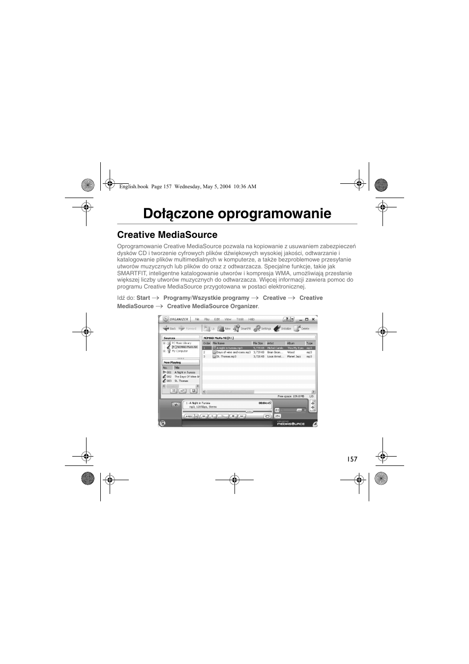 Dołączone oprogramowanie, Creative mediasource | Musica CD Player User Manual | Page 157 / 184