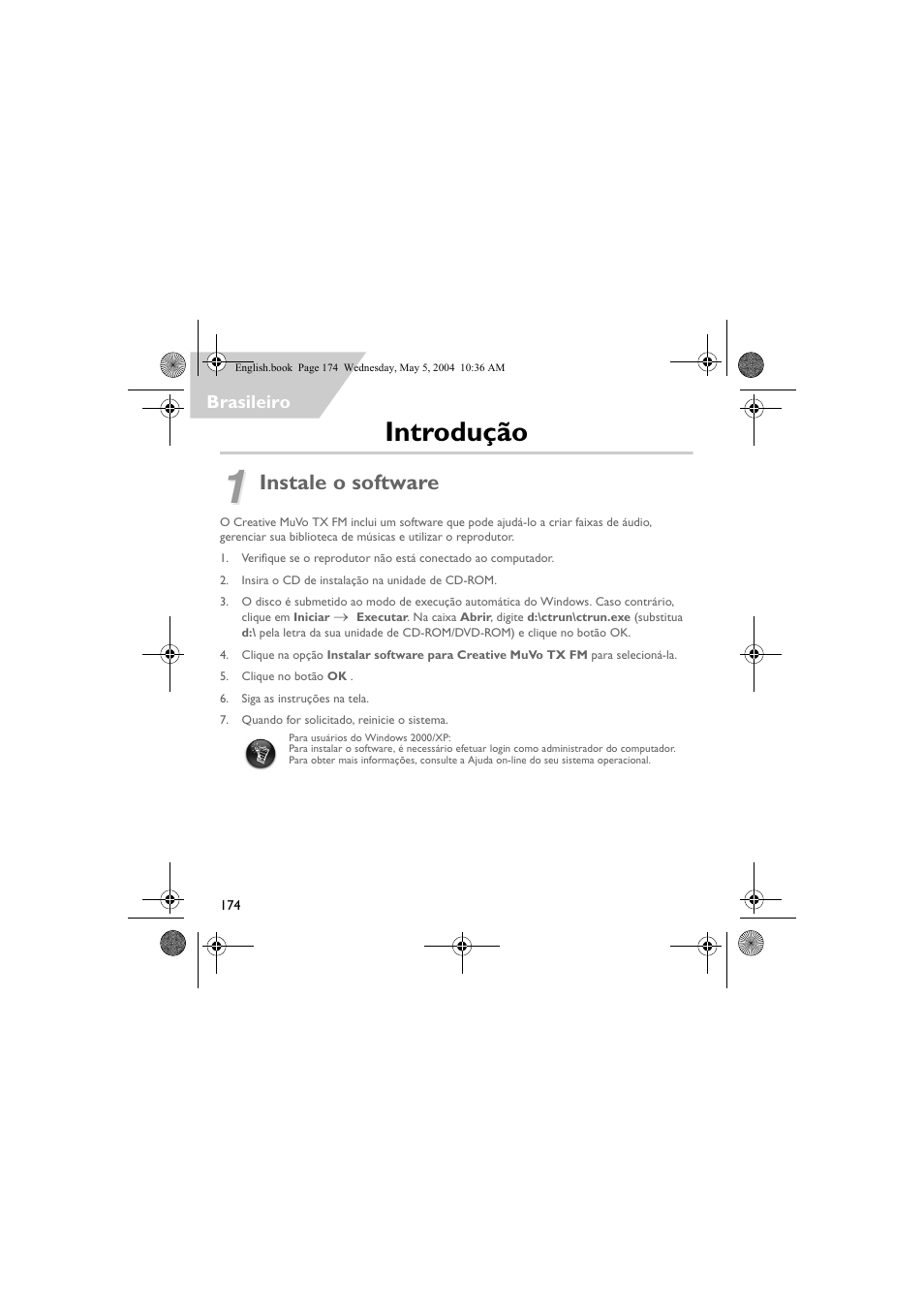 Introdução, Instale o software | Musica CD Player User Manual | Page 174 / 184