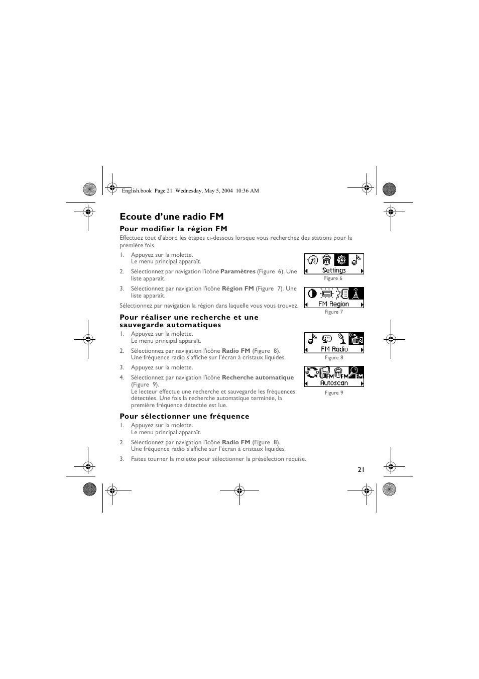 Ecoute d’une radio fm | Musica CD Player User Manual | Page 21 / 184