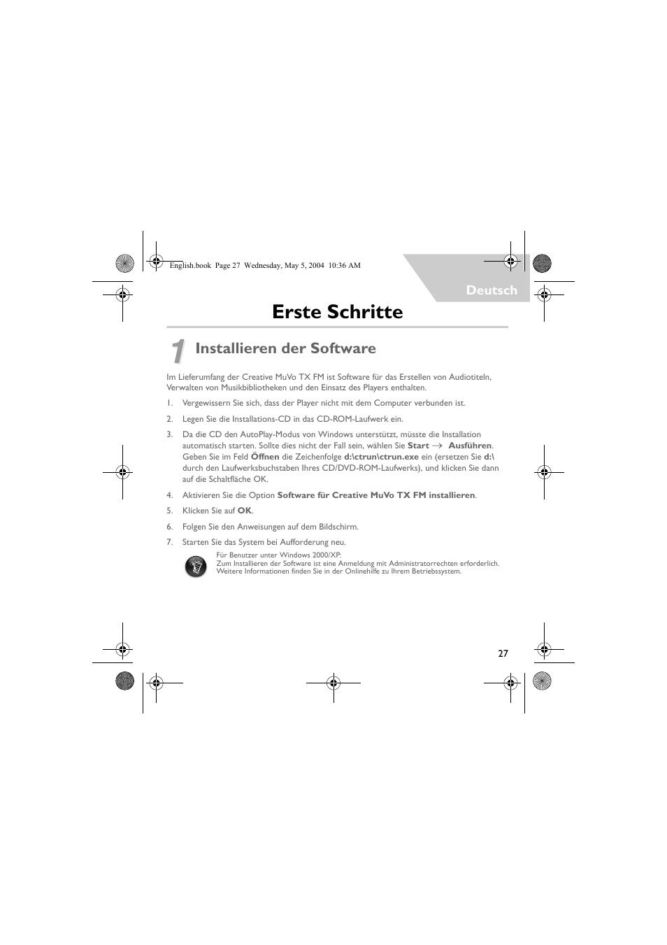 Erste schritte, Installieren der software | Musica CD Player User Manual | Page 27 / 184