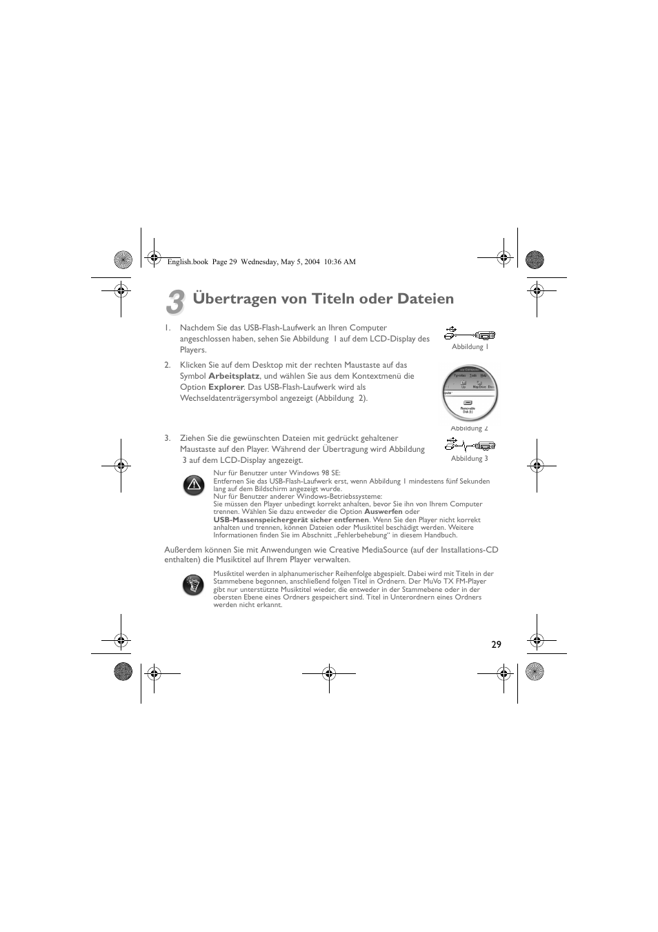Übertragen von titeln oder dateien | Musica CD Player User Manual | Page 29 / 184