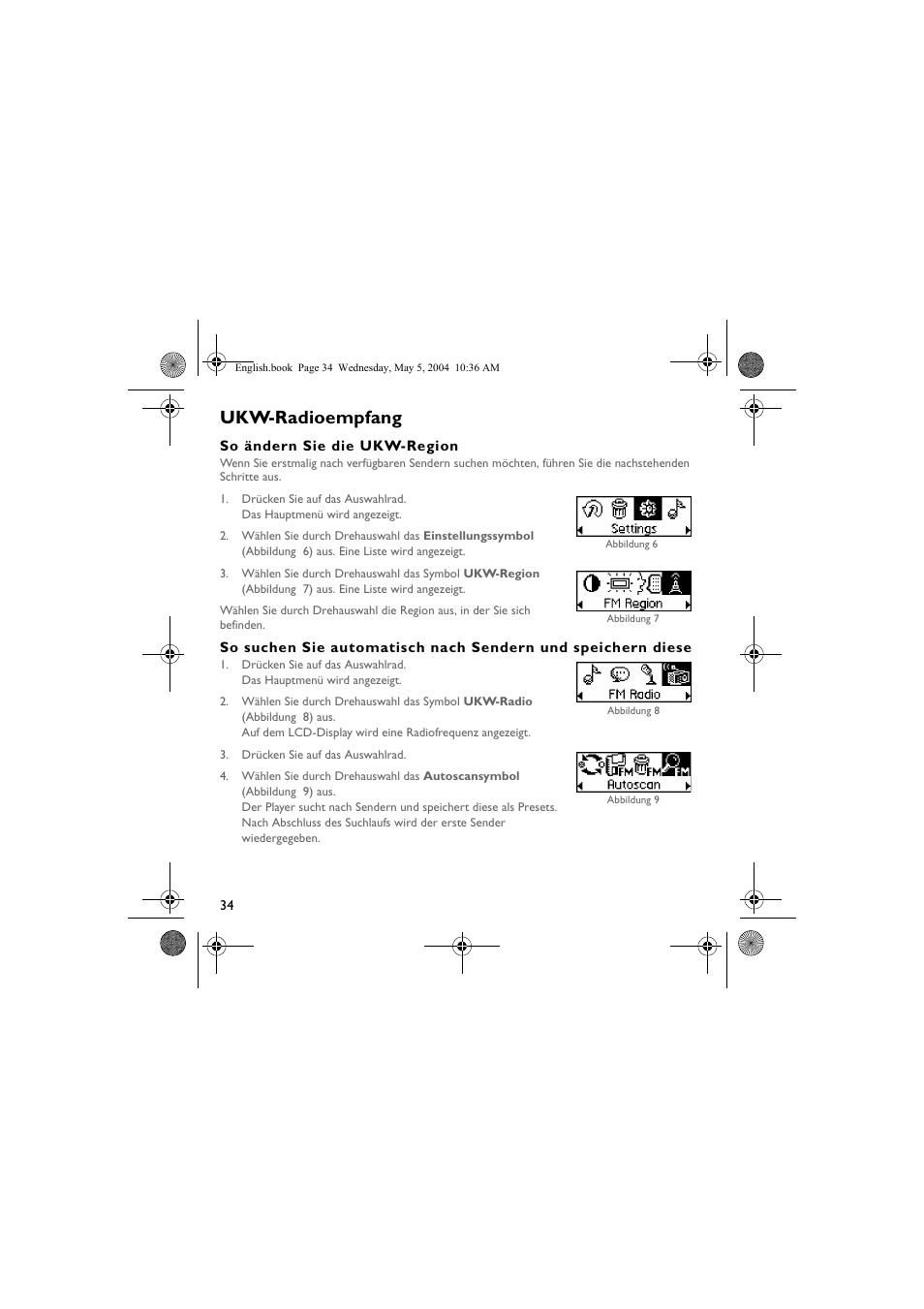 Ukw-radioempfang | Musica CD Player User Manual | Page 34 / 184