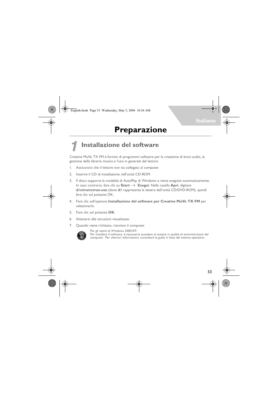 Preparazione, Installazione del software | Musica CD Player User Manual | Page 53 / 184