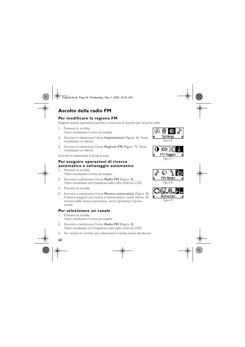 Ascolto della radio fm | Musica CD Player User Manual | Page 60 / 184
