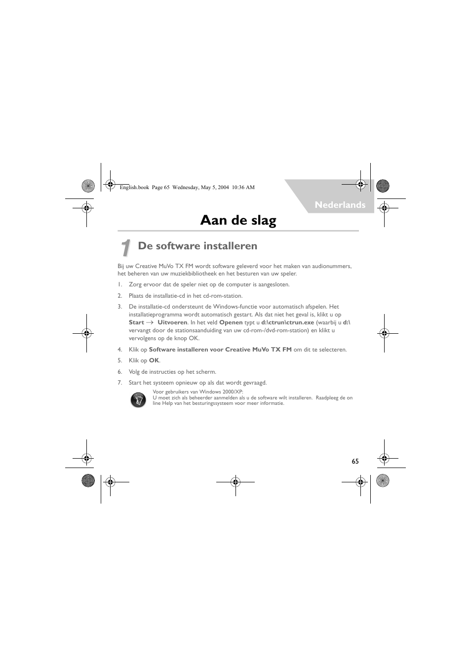 Aan de slag, De software installeren | Musica CD Player User Manual | Page 65 / 184