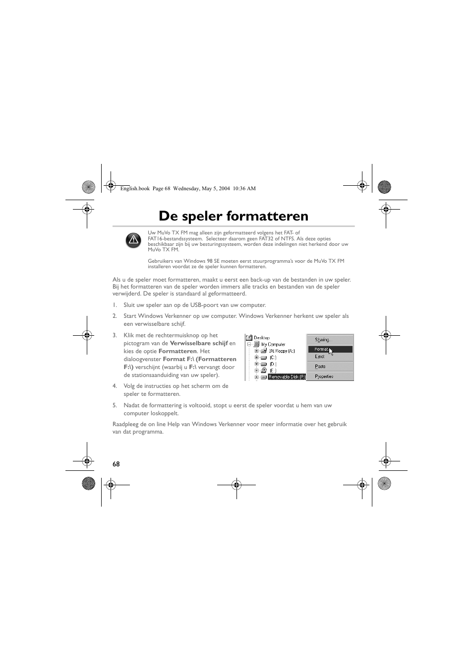 De speler formatteren | Musica CD Player User Manual | Page 68 / 184