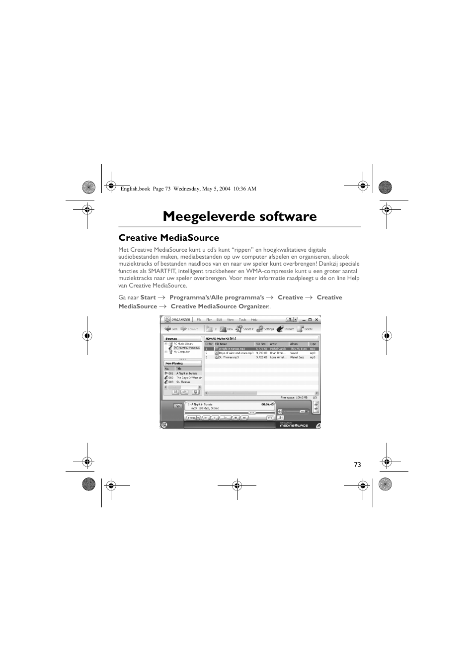 Meegeleverde software, Creative mediasource | Musica CD Player User Manual | Page 73 / 184