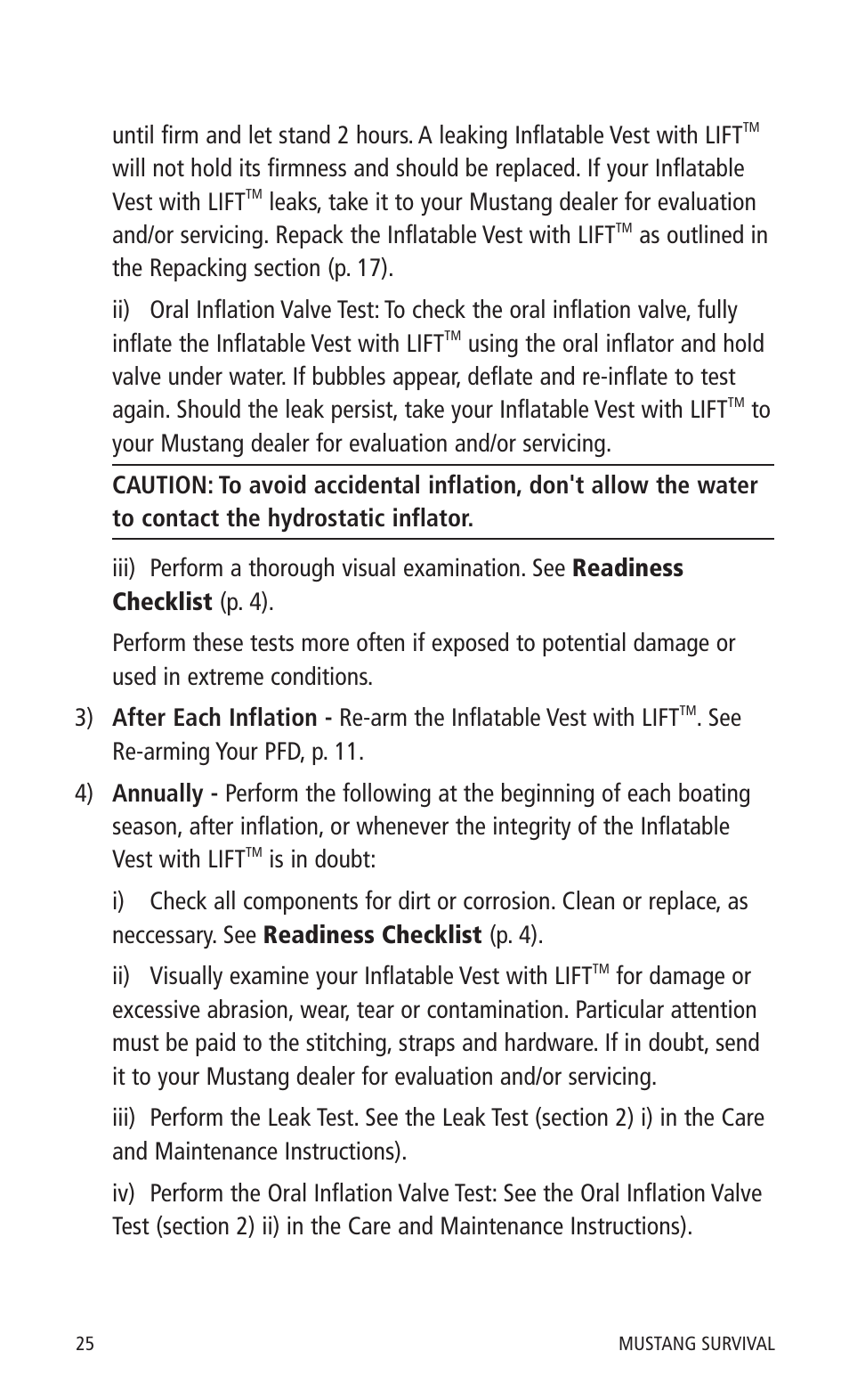 Mustang Survival MD0450 22 User Manual | Page 28 / 36