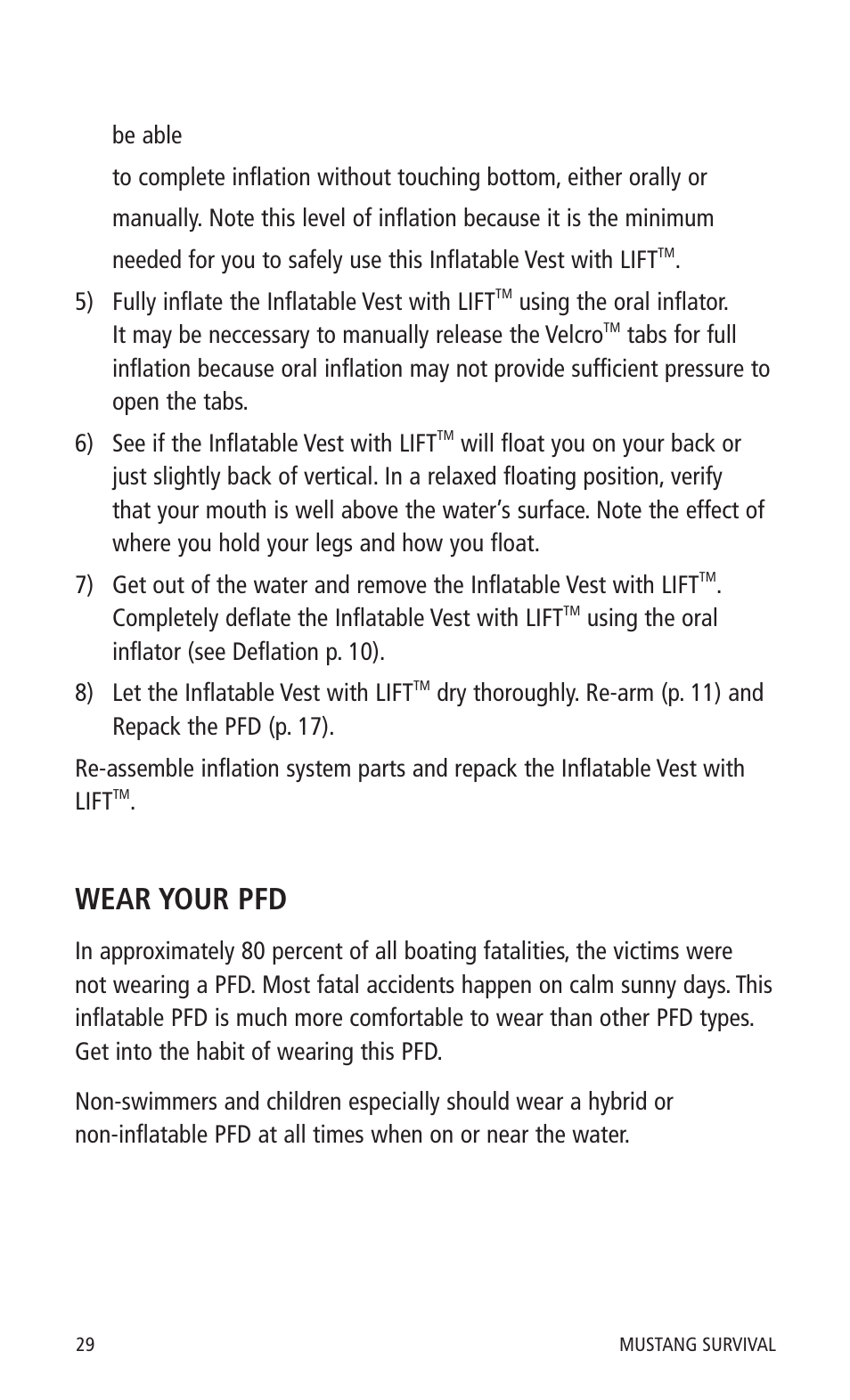 Wear your pfd | Mustang Survival MD0450 22 User Manual | Page 32 / 36