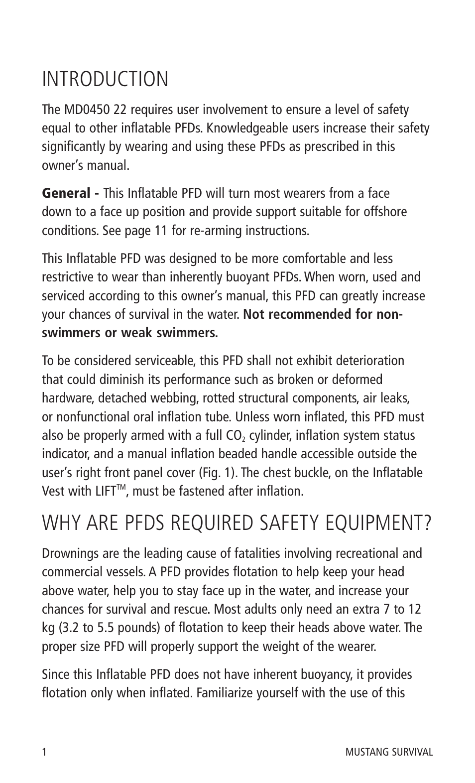Introduction, Why are pfds required safety equipment | Mustang Survival MD0450 22 User Manual | Page 4 / 36