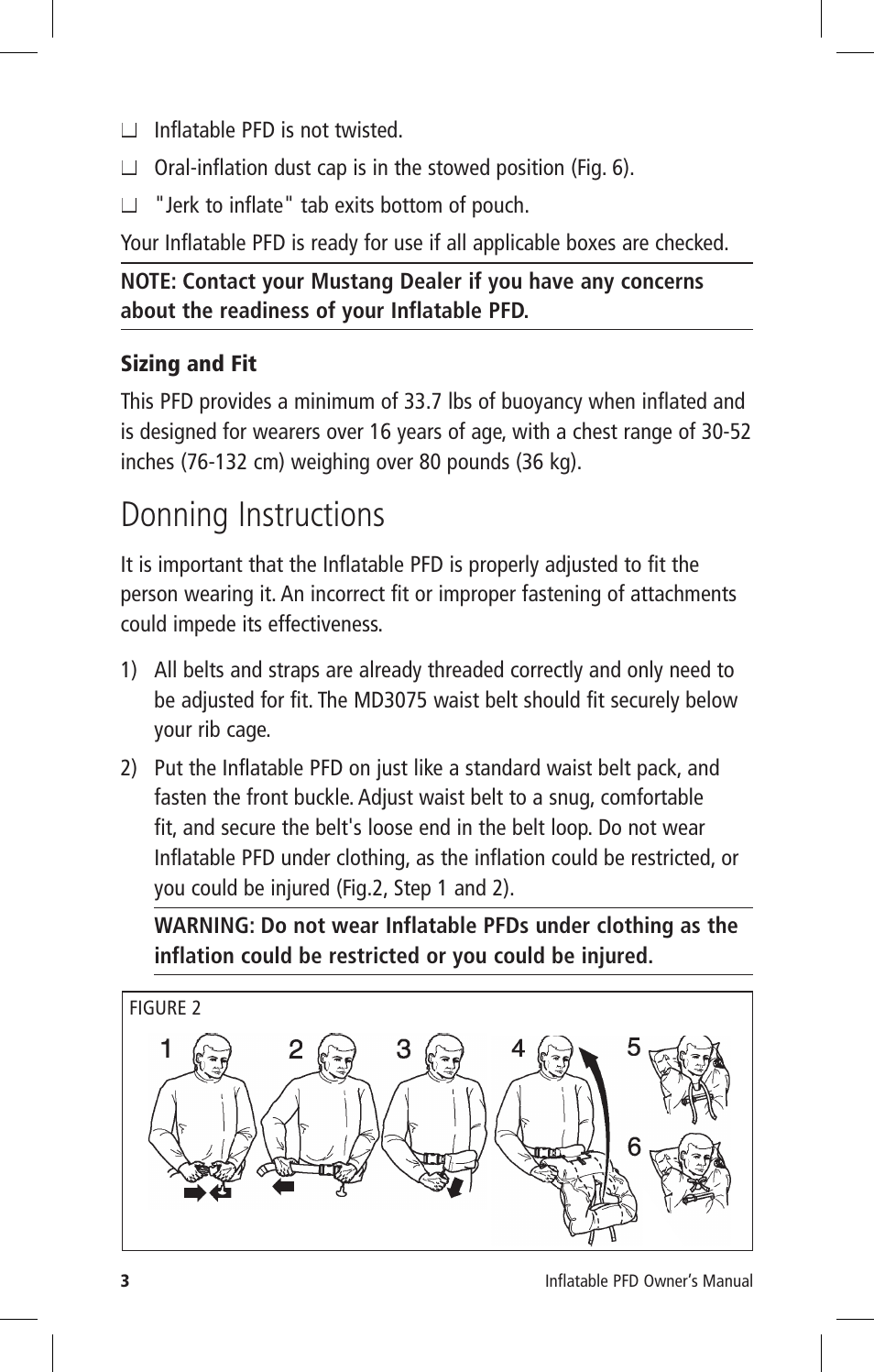 Donning instructions | Mustang Survival MD3075 User Manual | Page 5 / 20