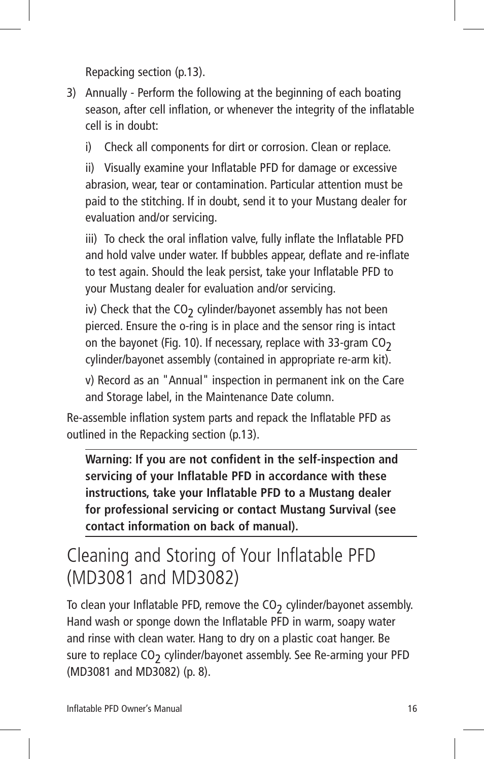 Mustang Survival MD3082 User Manual | Page 19 / 28