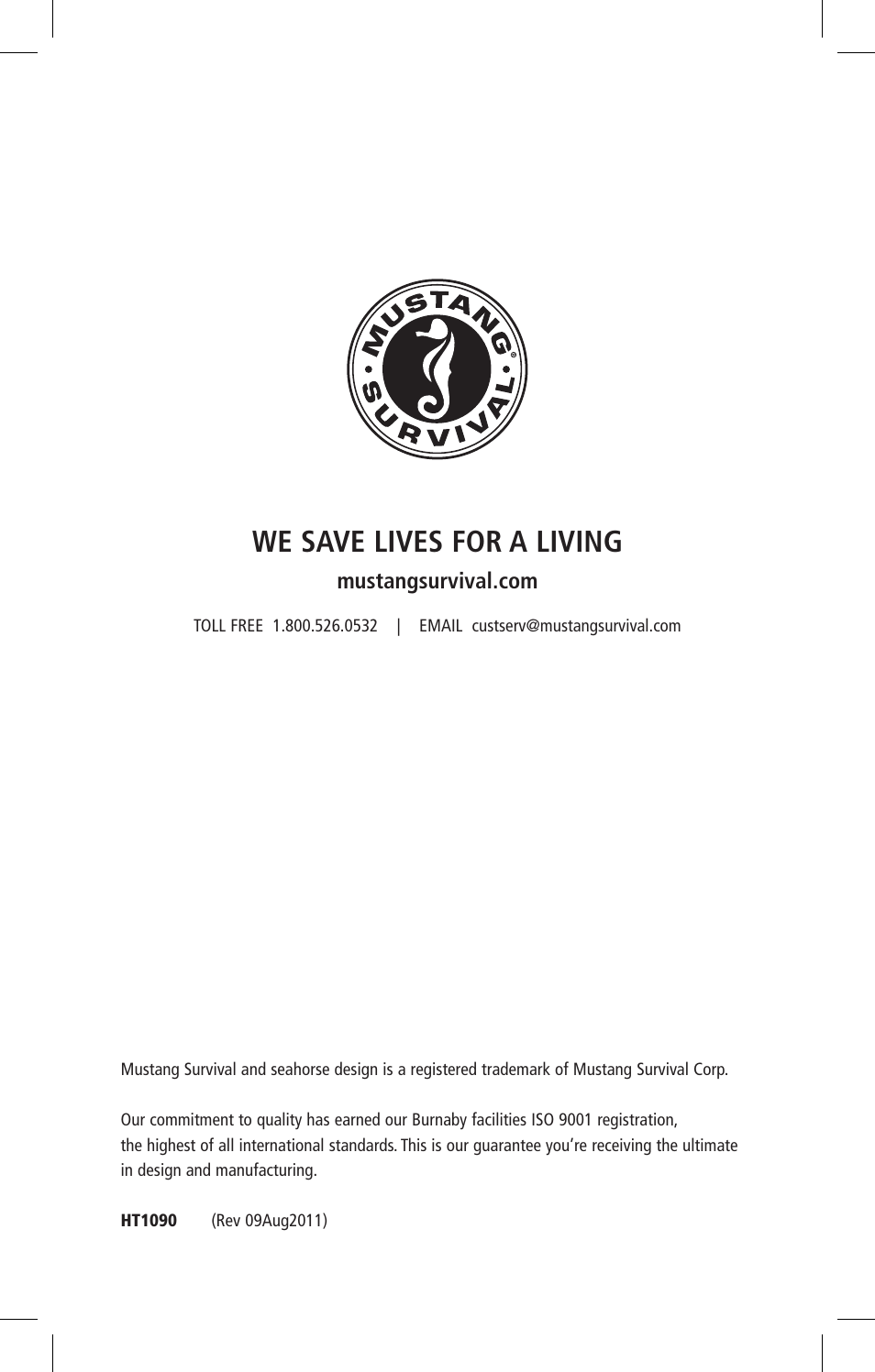 We save lives for a living | Mustang Survival MD3082 User Manual | Page 28 / 28