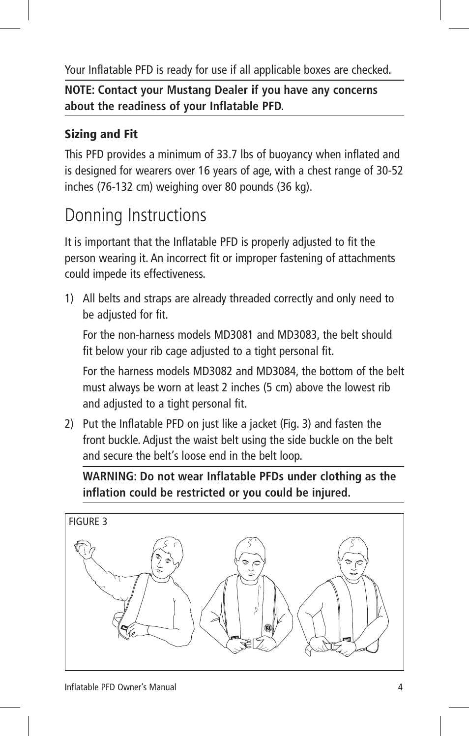 Donning instructions | Mustang Survival MD3082 User Manual | Page 7 / 28