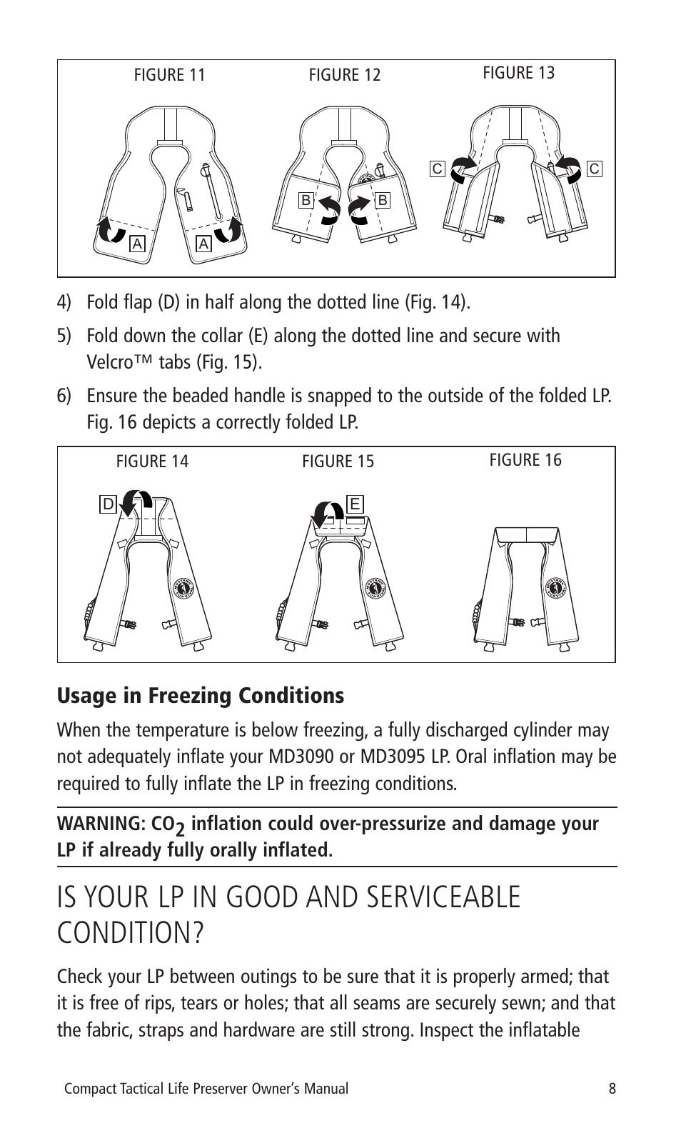 Is your lp in good and serviceable condition, Usage in freezing conditions | Mustang Survival MD3090 User Manual | Page 10 / 22