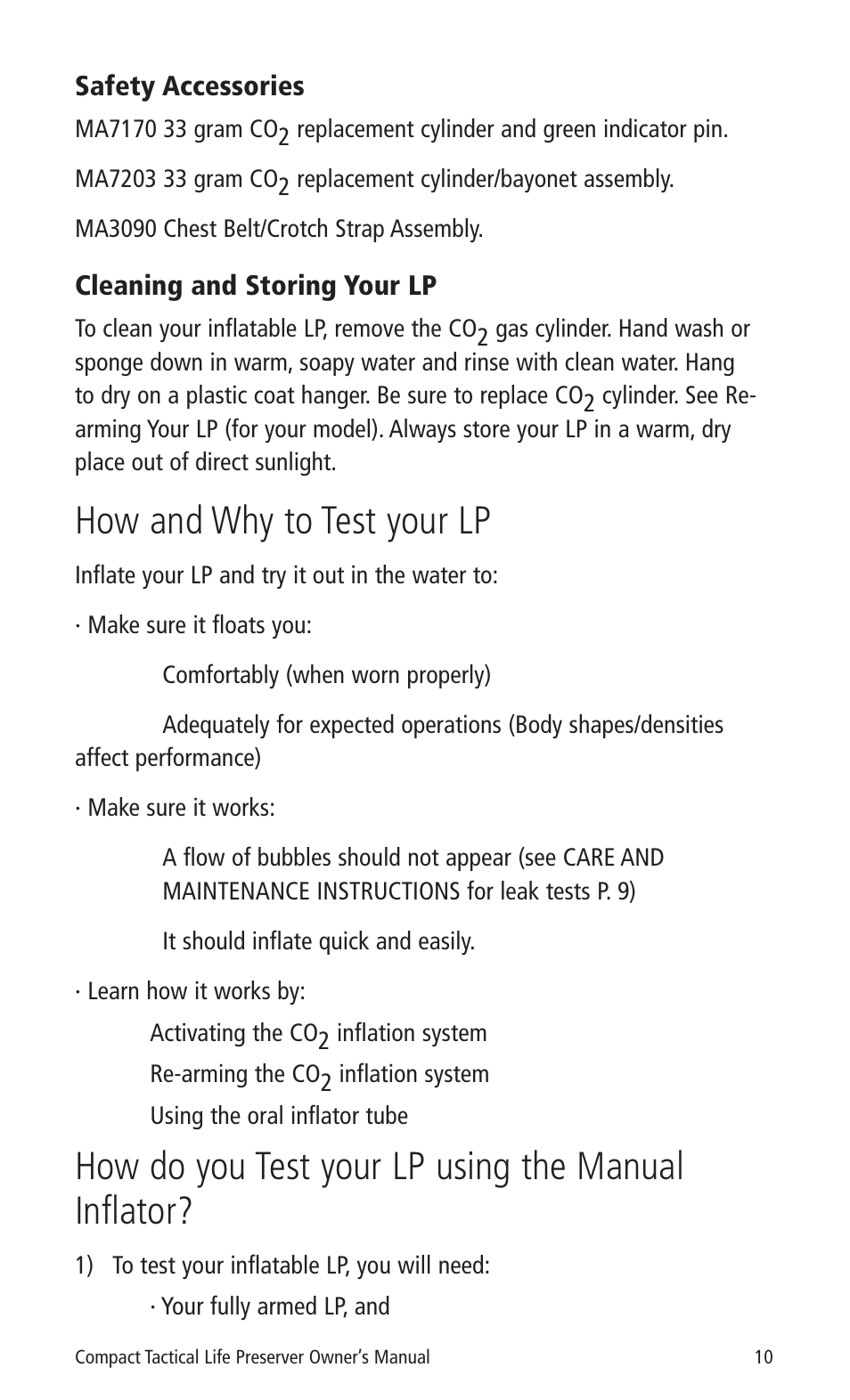 How and why to test your lp, How do you test your lp using the manual inflator | Mustang Survival MD3090 User Manual | Page 12 / 22