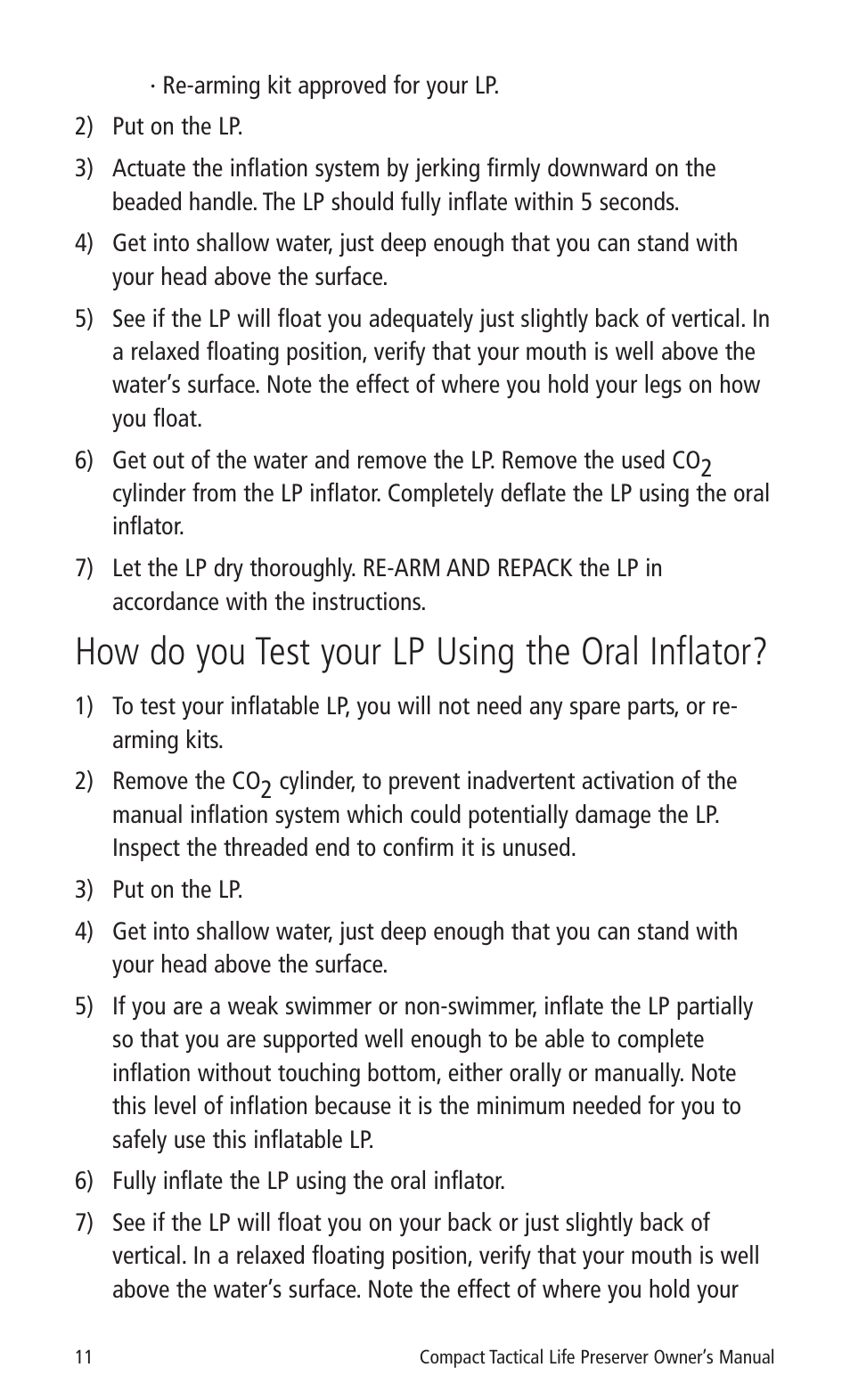 How do you test your lp using the oral inflator | Mustang Survival MD3090 User Manual | Page 13 / 22