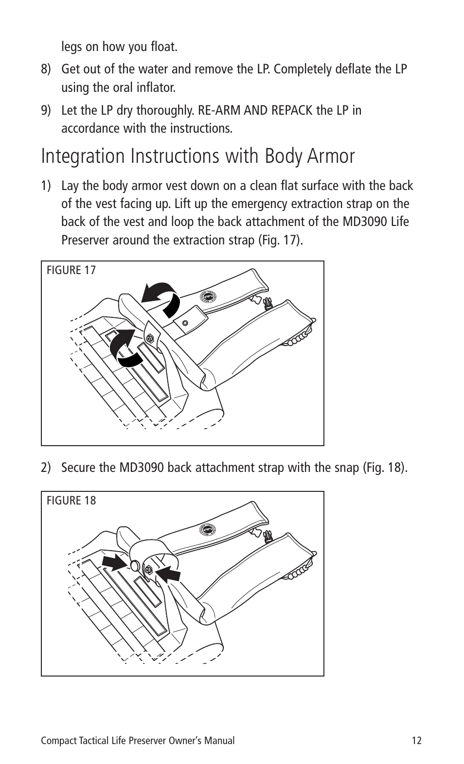 Integration instructions with body armor | Mustang Survival MD3090 User Manual | Page 14 / 22