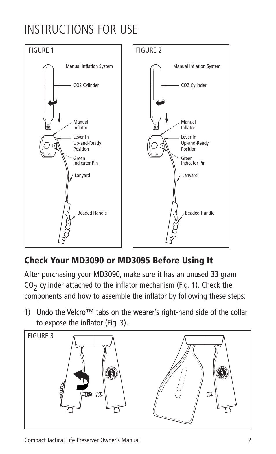 Instructions for use | Mustang Survival MD3090 User Manual | Page 4 / 22