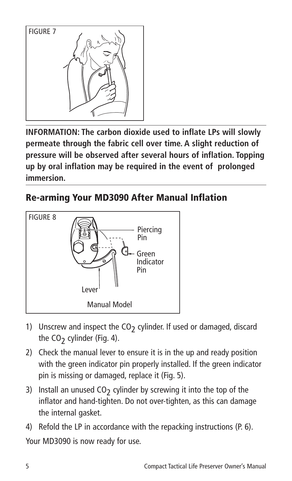 Re-arming your md3090 after manual inflation | Mustang Survival MD3090 User Manual | Page 7 / 22