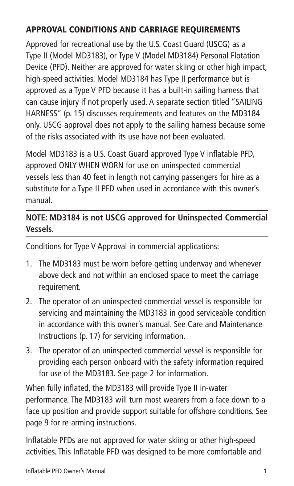 Mustang Survival MD3183 User Manual | Page 3 / 28