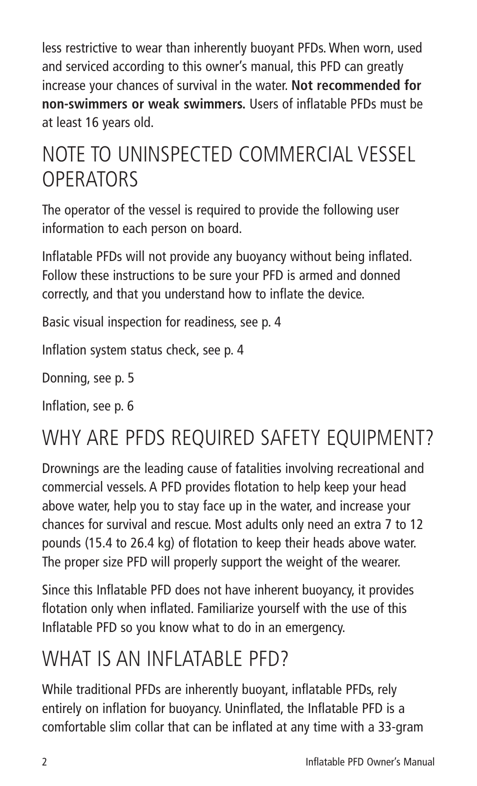 Why are pfds required safety equipment, What is an inflatable pfd | Mustang Survival MD3183 User Manual | Page 4 / 28