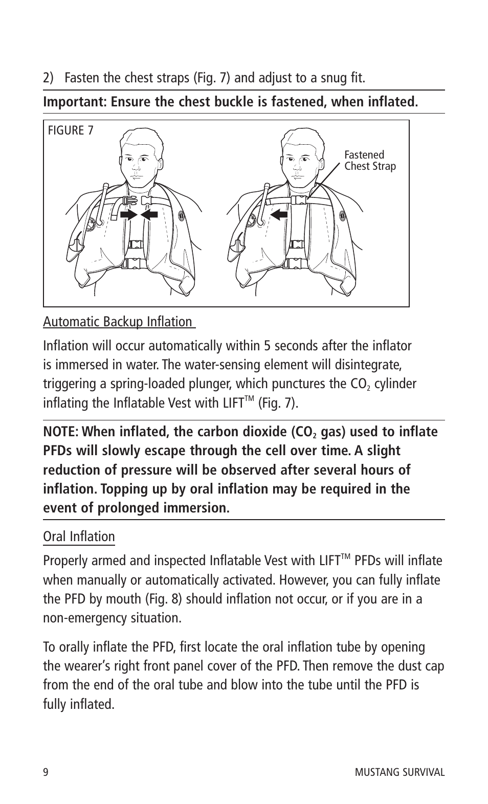 Cylinder inflating the inflatable vest with lift | Mustang Survival MD0450 User Manual | Page 12 / 42
