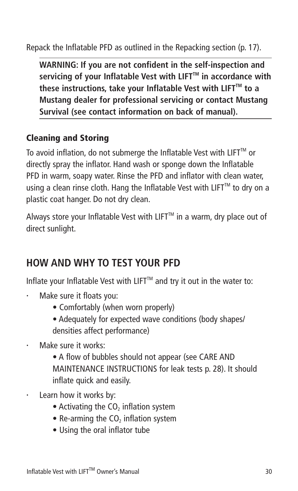 How and why to test your pfd | Mustang Survival MD0450 User Manual | Page 33 / 42