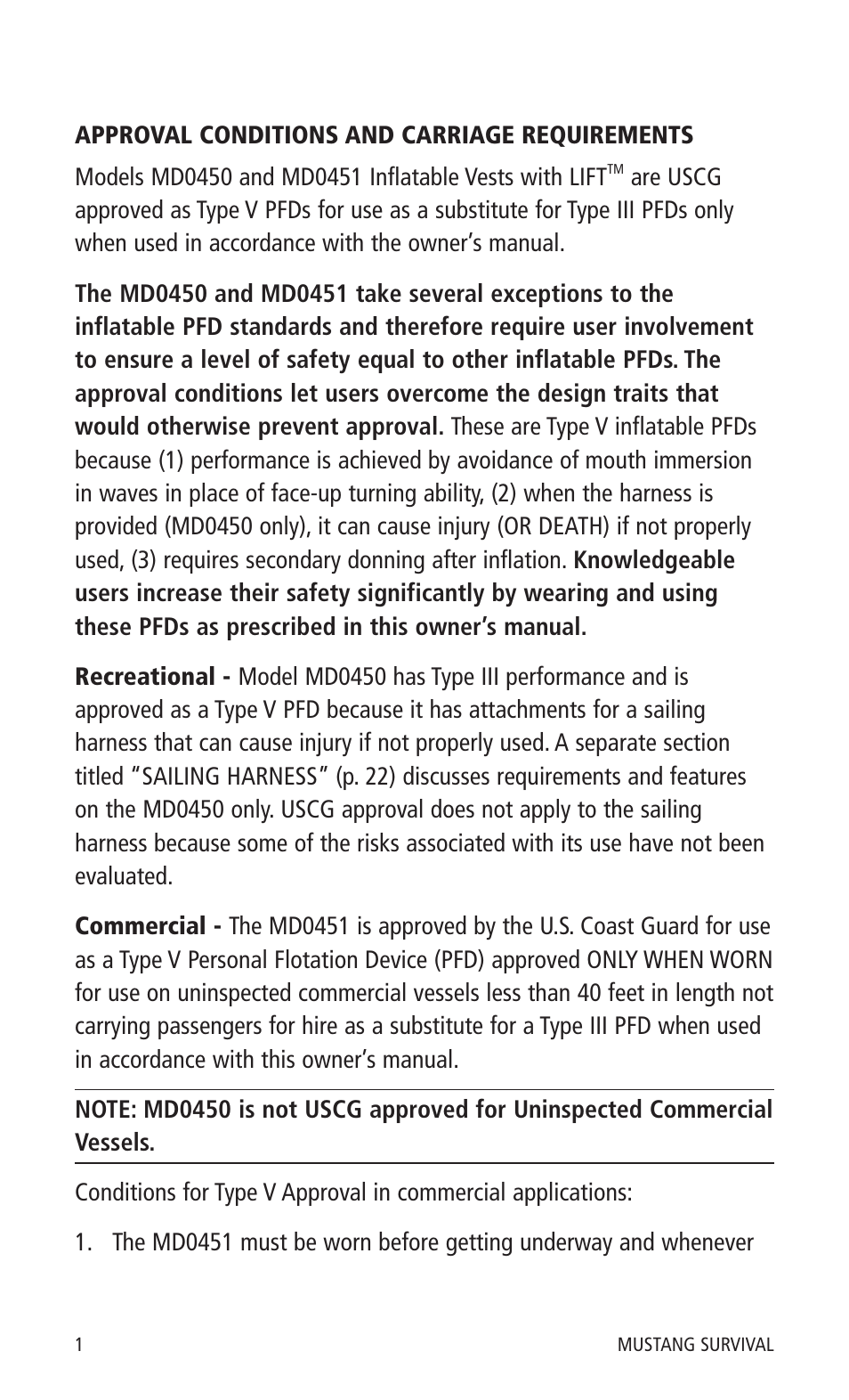 Mustang Survival MD0450 User Manual | Page 4 / 42