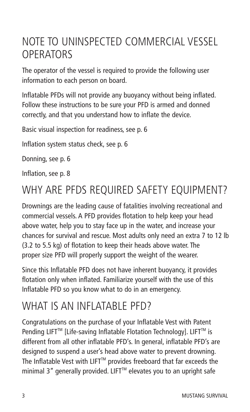 Why are pfds required safety equipment, What is an inflatable pfd | Mustang Survival MD0450 User Manual | Page 6 / 42