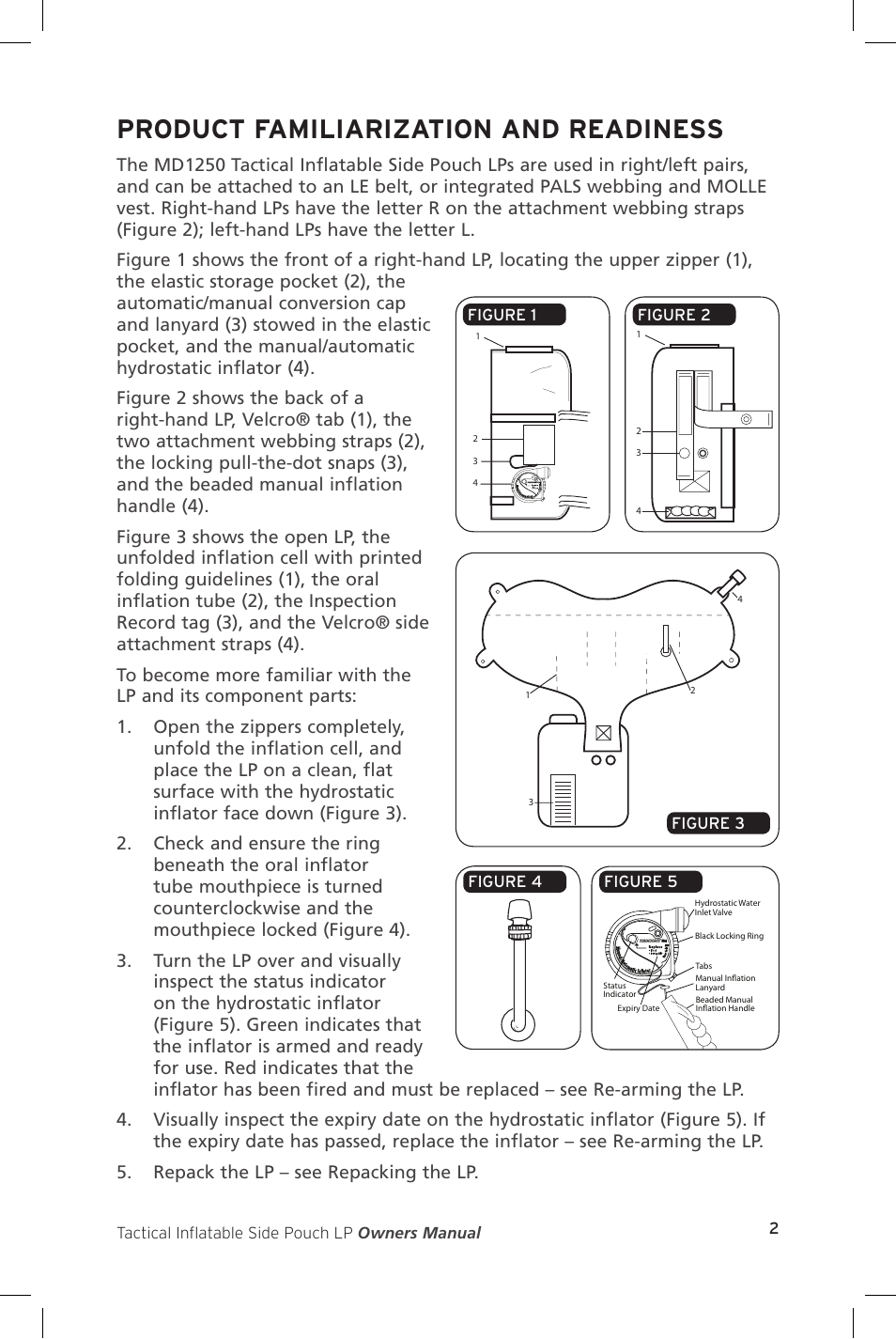 Product familiarization and readiness | Mustang Survival MD1250 User Manual | Page 5 / 16