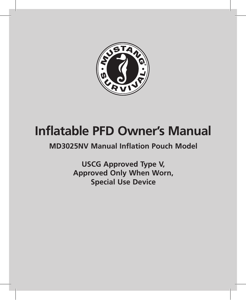 Mustang Survival MD3025NV User Manual | 20 pages