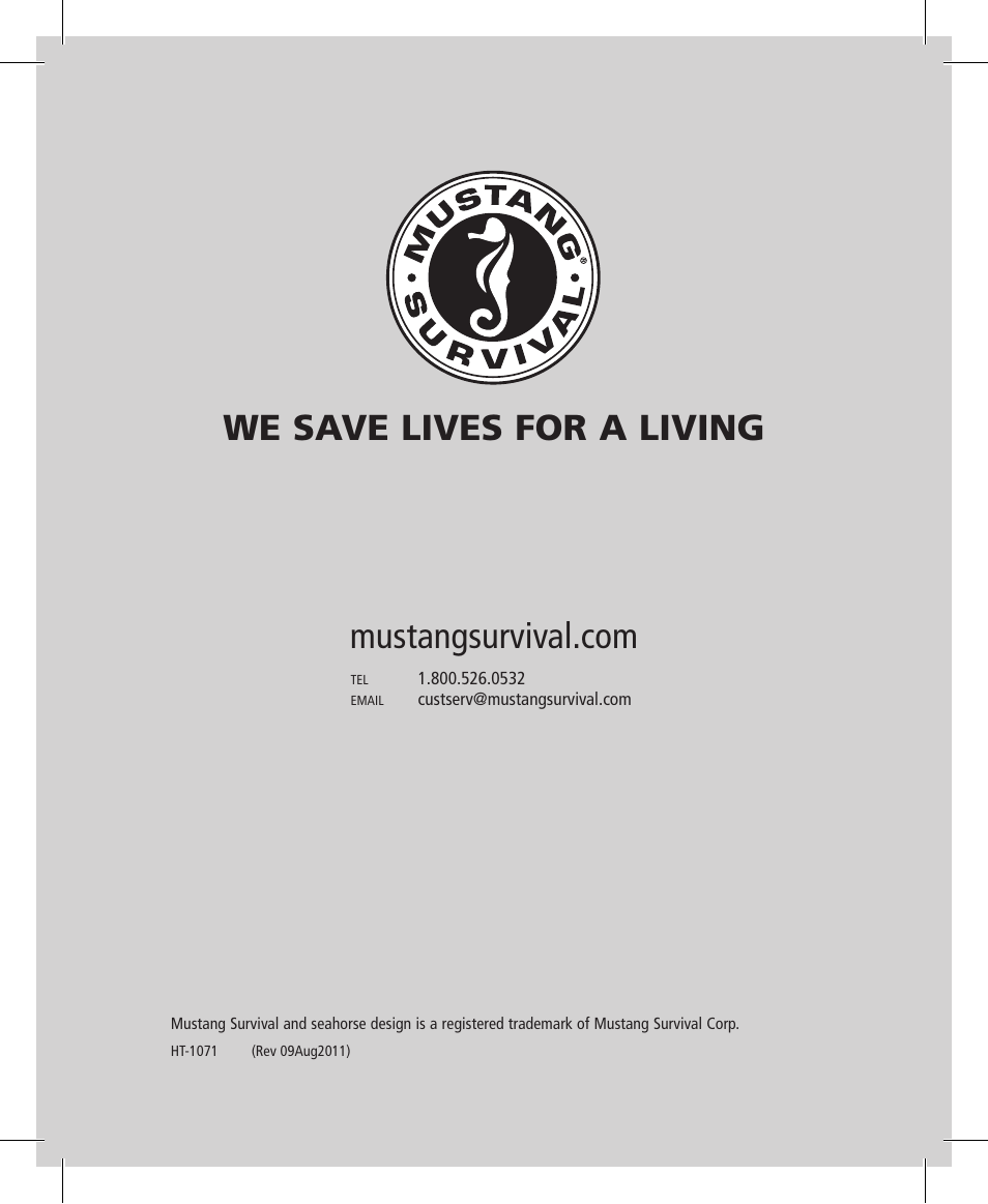 Mustang Survival MD3025NV User Manual | Page 20 / 20