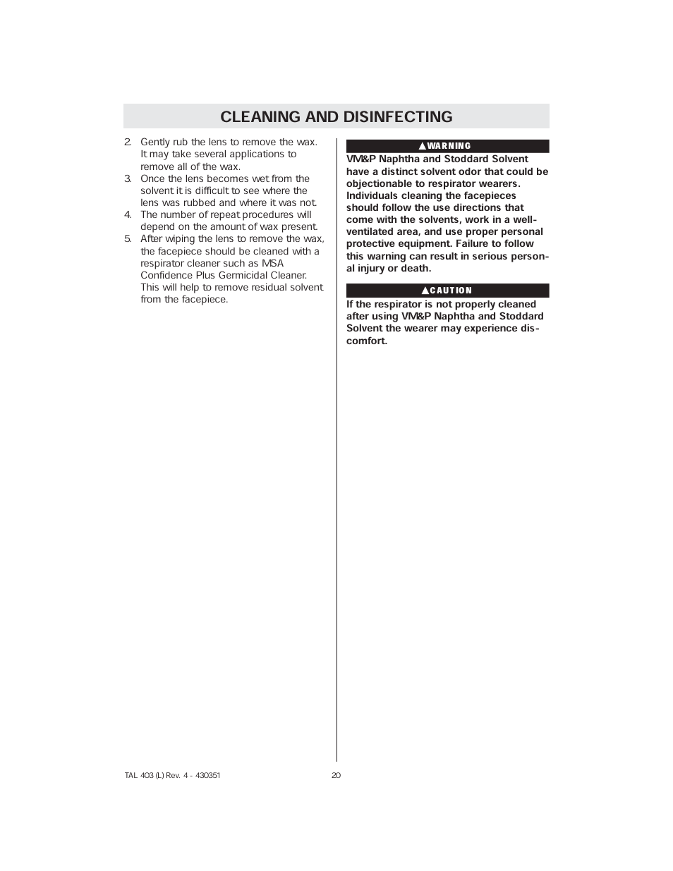 Cleaning and disinfecting | Millennium Enterprises GME-P100 User Manual | Page 20 / 28