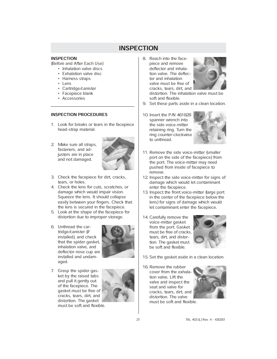Inspection | Millennium Enterprises GME-P100 User Manual | Page 21 / 28