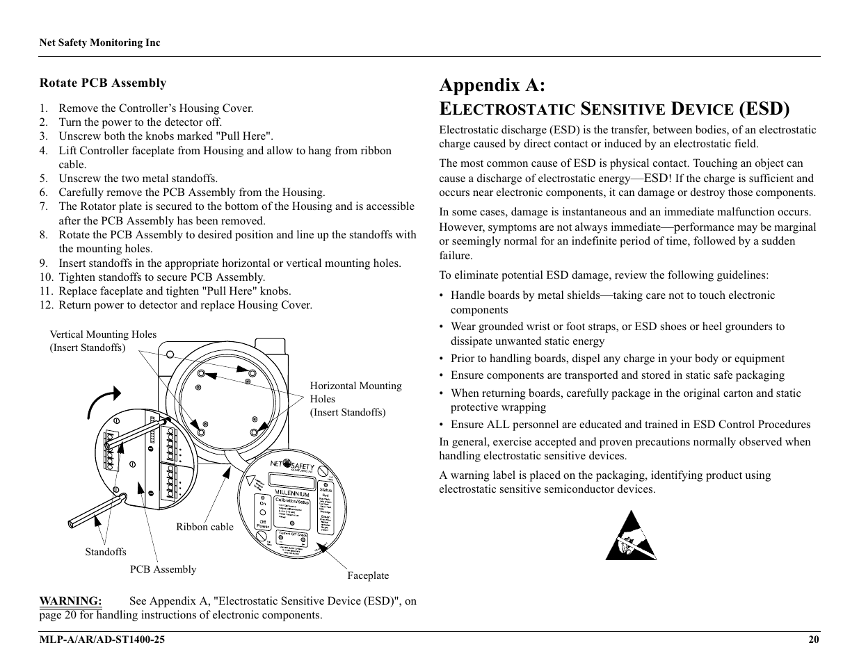 Appendix a: e, Esd), Lectrostatic | Ensitive, Evice | Millennium Enterprises Net Safety MLP-A/AR User Manual | Page 25 / 28