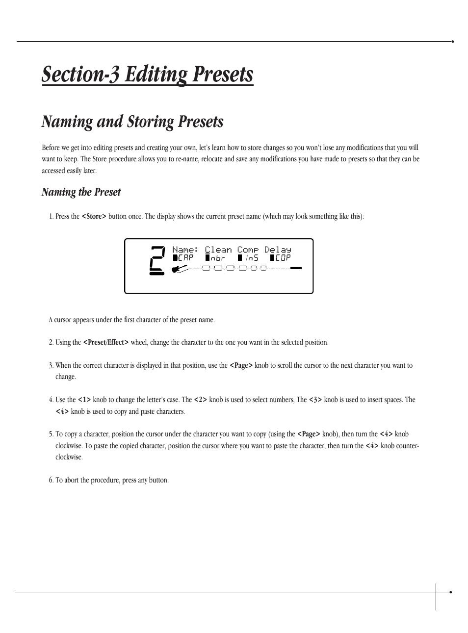Naming and storing presets, Naming the preset, User guide | Name: clean comp delay, Johnson millennium | Millennium Enterprises Integrated Modeling Amplifier User Manual | Page 29 / 116