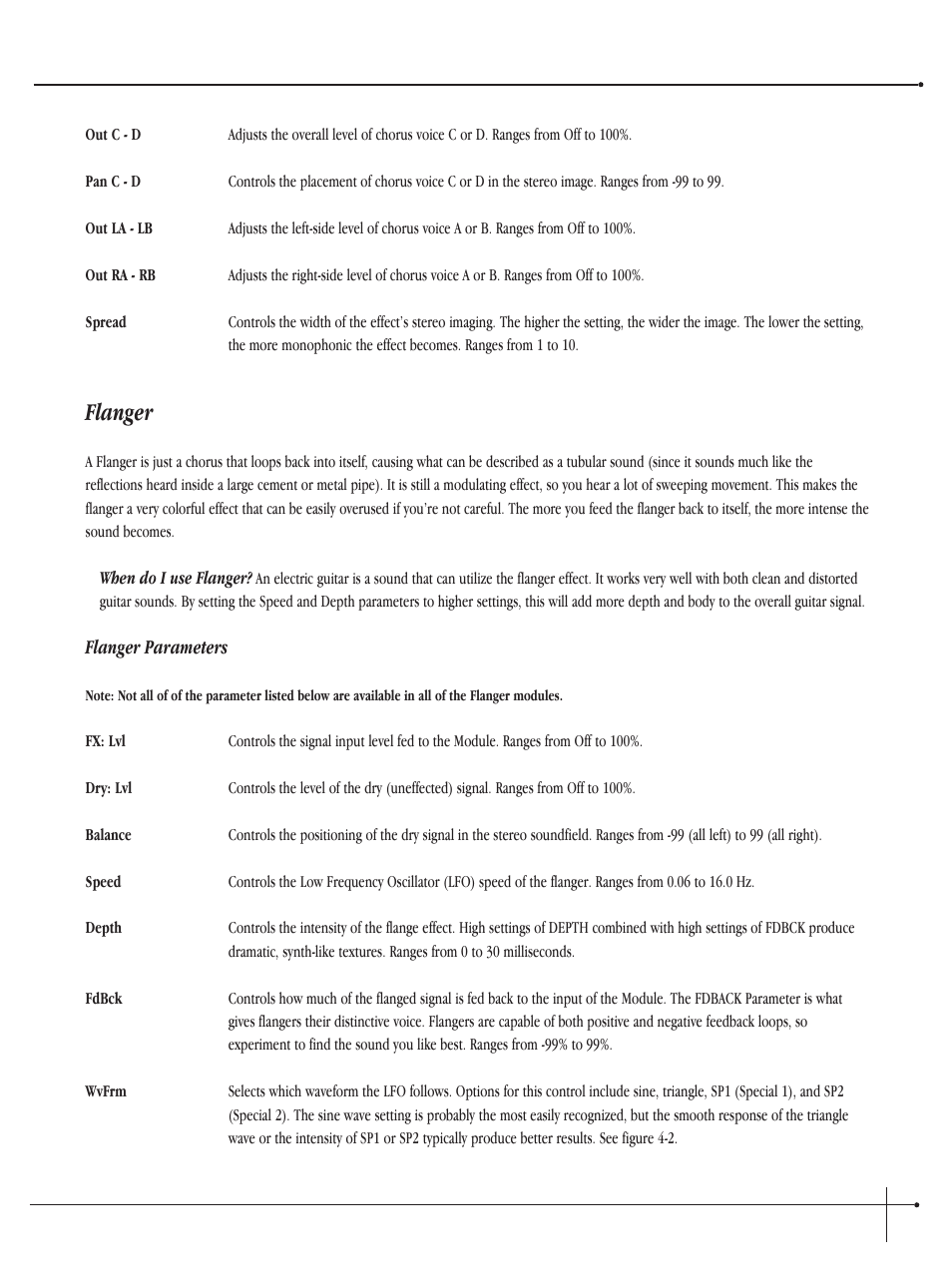 Flanger, User guide | Millennium Enterprises Integrated Modeling Amplifier User Manual | Page 51 / 116