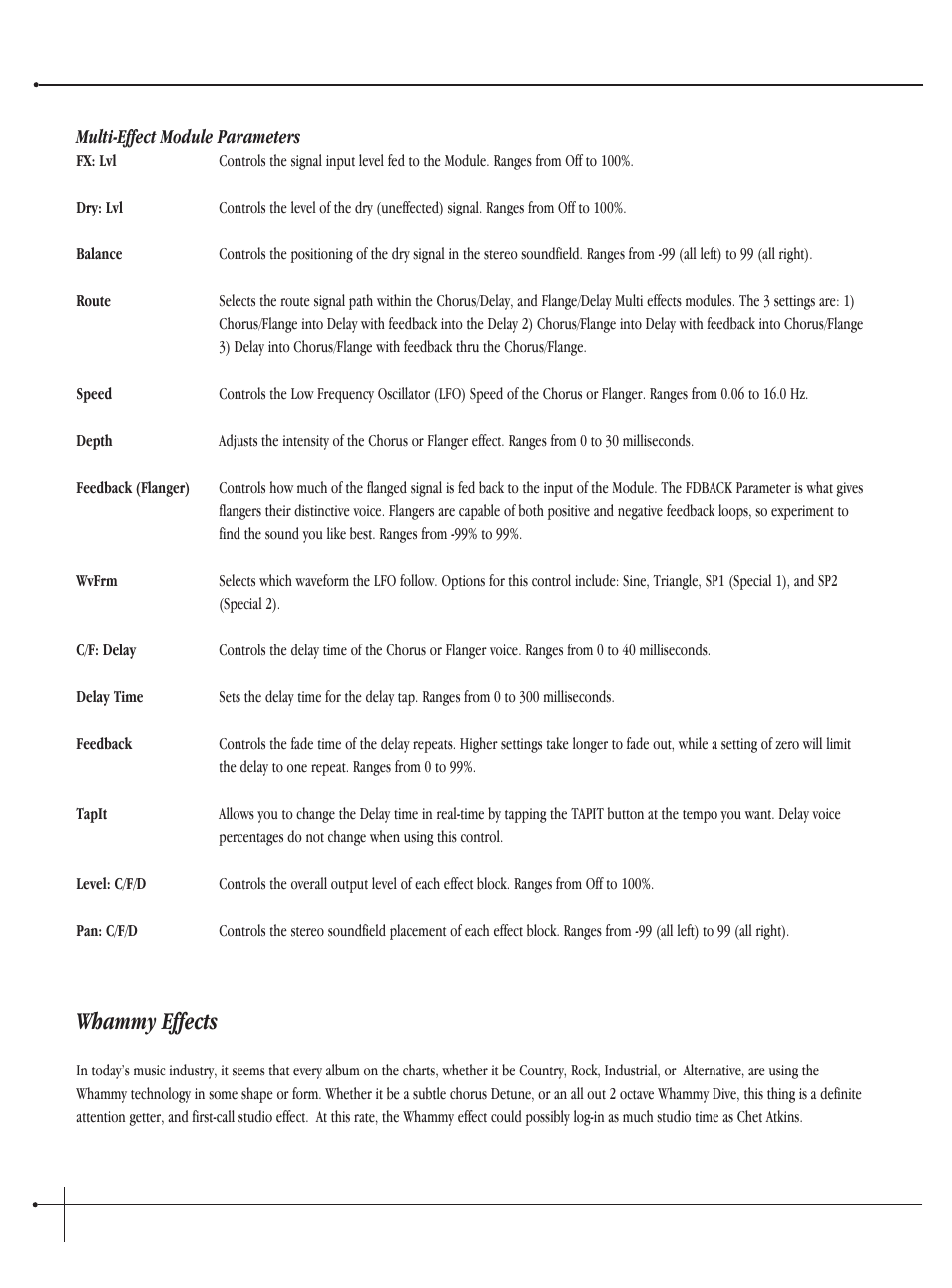Whammy effects, User guide | Millennium Enterprises Integrated Modeling Amplifier User Manual | Page 62 / 116
