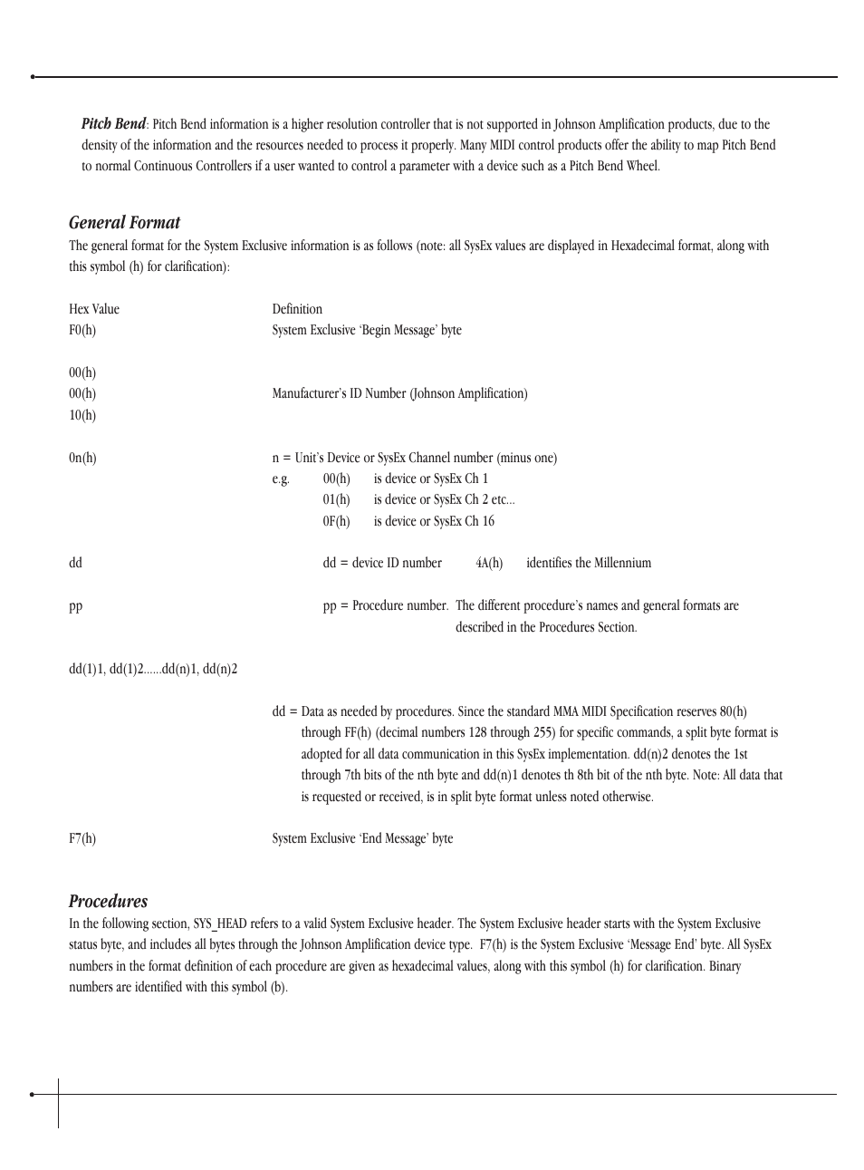 User guide, General format, Procedures | Millennium Enterprises Integrated Modeling Amplifier User Manual | Page 98 / 116