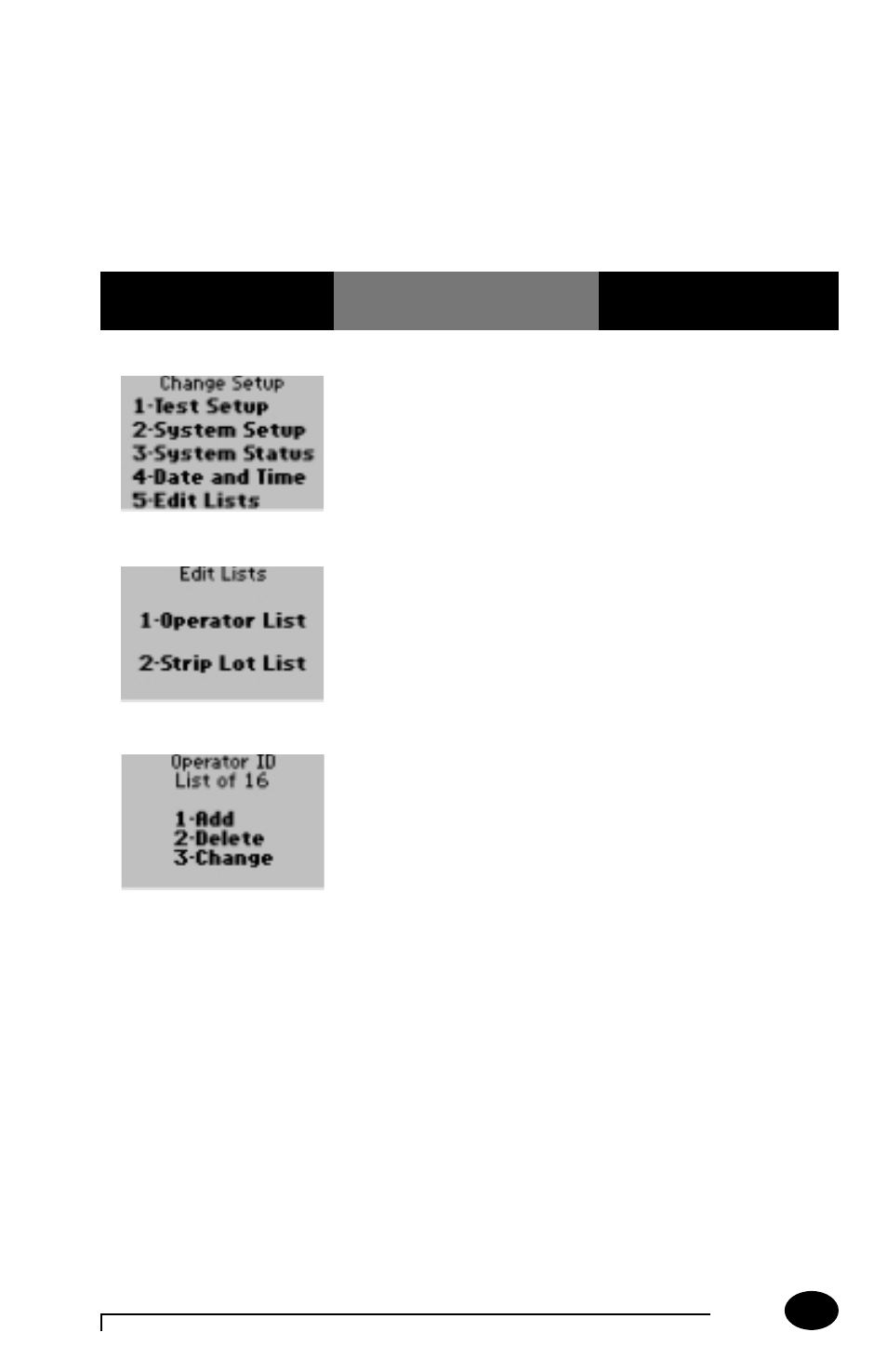 Change setup for edit lists | MediSense PCx User Manual | Page 107 / 151